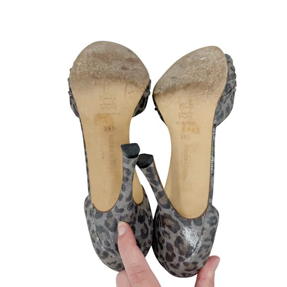 MANOLO BLAHNIK Vintage Retro Gold Brocade Crystal Peep Toe Pump Sedaraby IT 40 - Picture 7 of 7